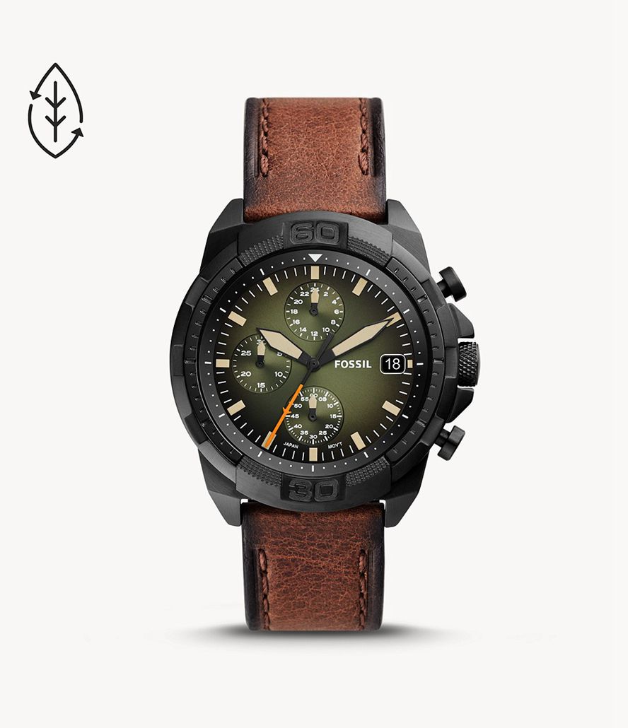 Fossil Bronson Kronograf Eco Læder Ure Herre Sort | WIDKEM-691