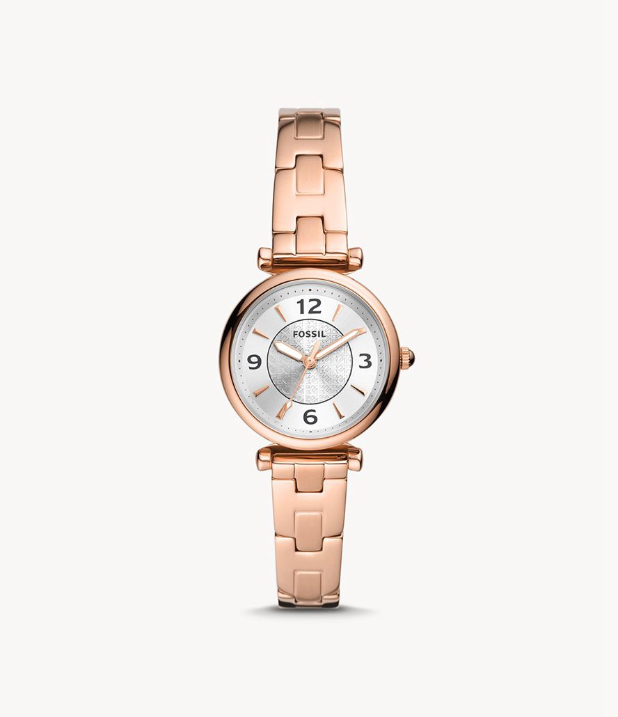 Fossil Carlie Three-Hand Tone Stainless Steel Ure Dame Lyserød Guld | DTCVYS-927