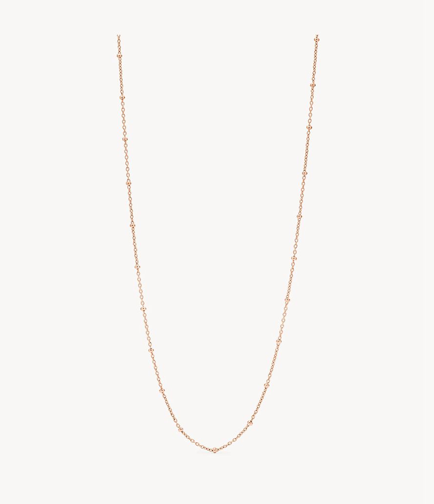 Fossil Corra Oh So Charming Long Tone Stainless Steel Chain Halskæder Dame Lyserød Guld | AEPSLJ-206