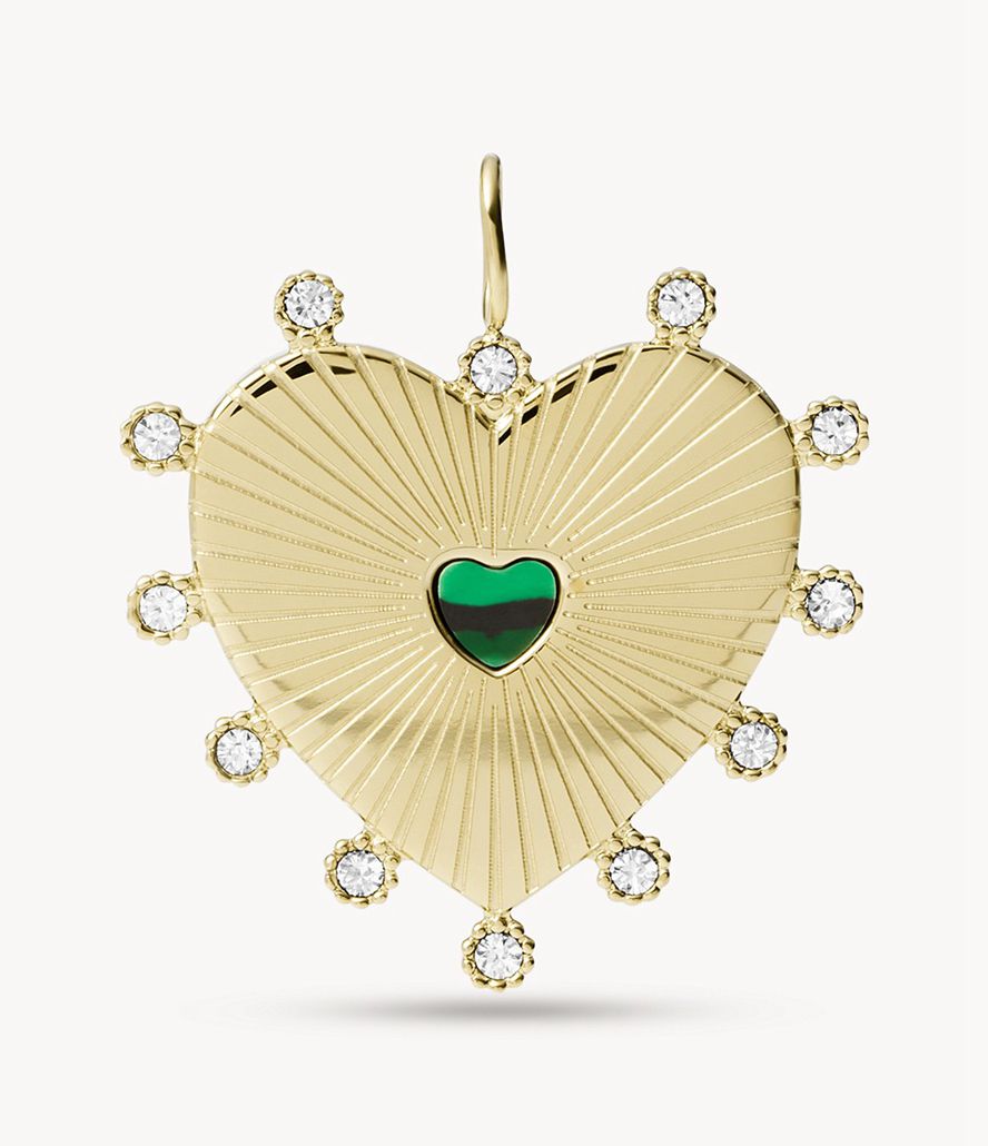 Fossil Corra Oh Soing Malachite Heart Charms Dame Guld | BTSFEH-162