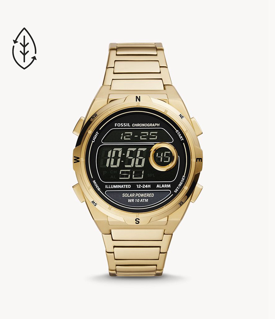 Fossil Everett Solar-Powered Digital Stainless Steel Ure Herre Guld | TFKNMI-210