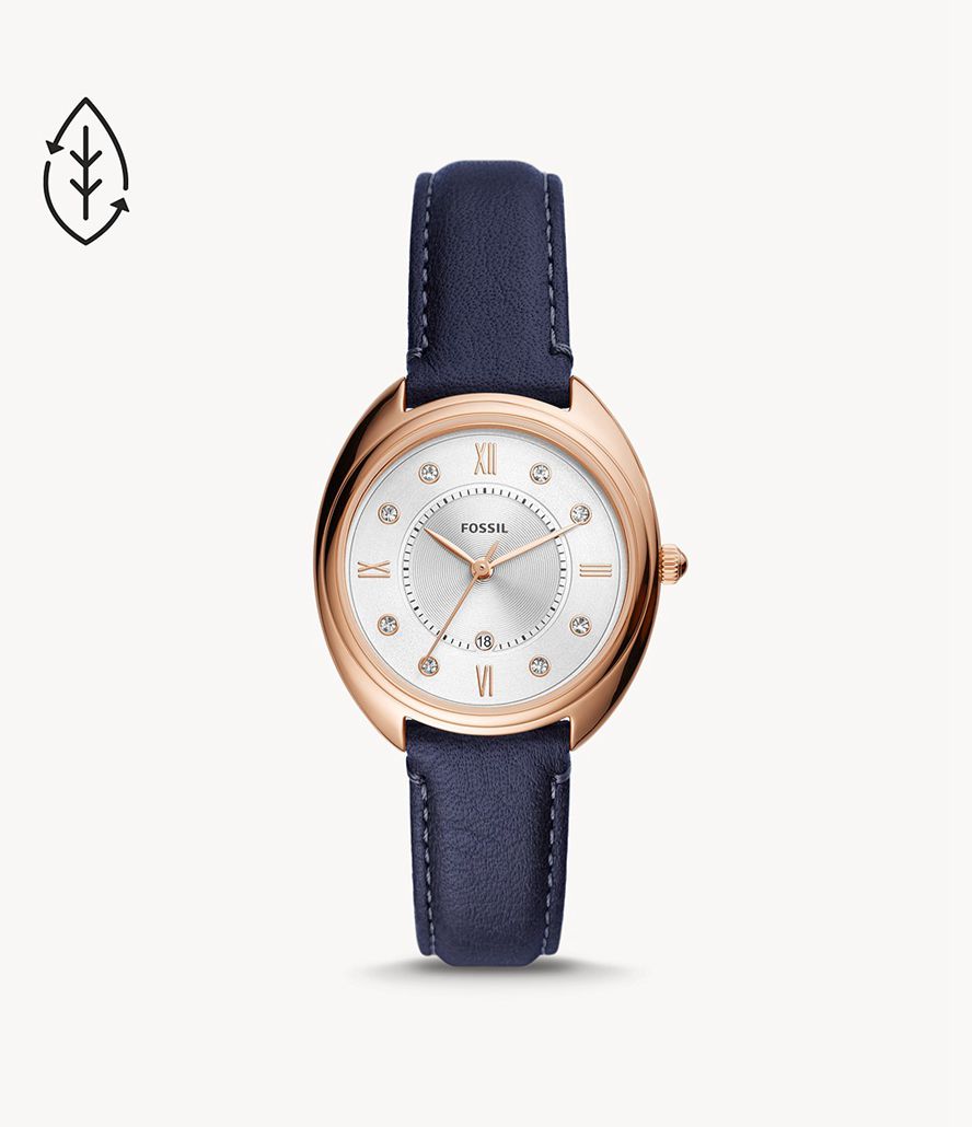 Fossil Gabby Three-Hand Date Læder Ure Dame Lyserød Guld | RYGMXQ-318