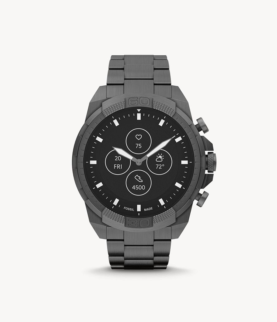 Fossil Hybrid Hr 44mm Bronson Stainless Steel Smarture Herre Sort | XDFQIW-671