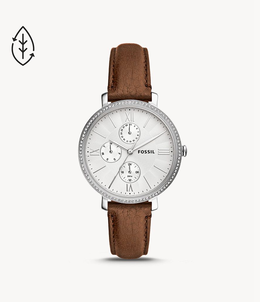 Fossil Jacqueline Multifunktion Eco Læder Ure Dame Sølv | QLUNZF-042