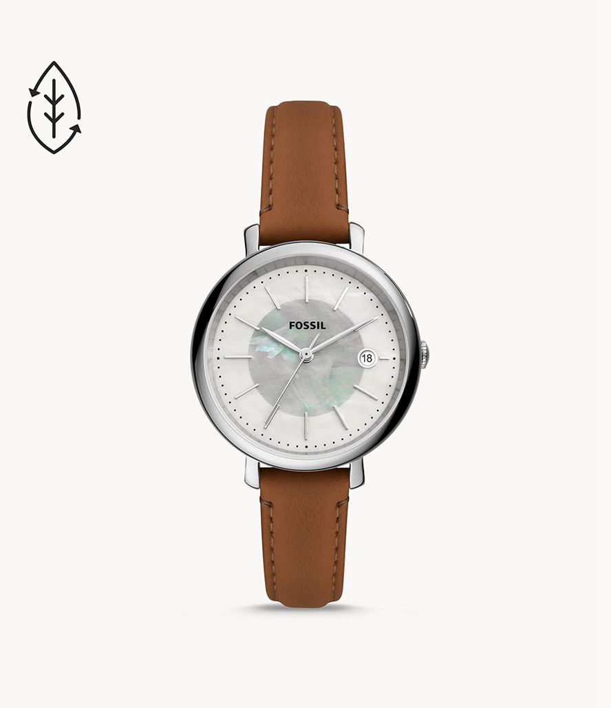 Fossil Jacqueline Solar-Powered Eco Læder Ure Dame Sølv | HACWVY-873