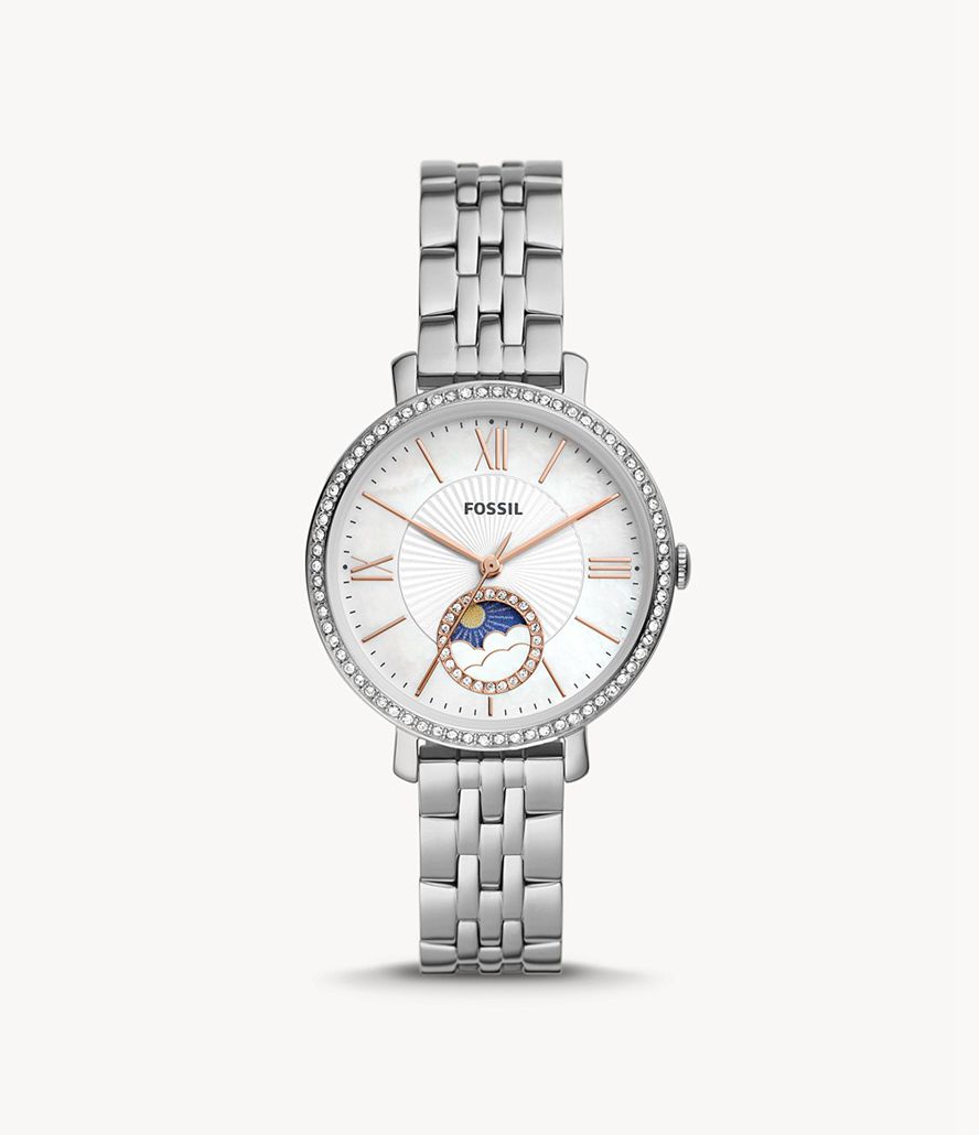 Fossil Jacqueline Sun Moon Multifunktion Stainless Steel Ure Dame Sølv | TWBKZI-281