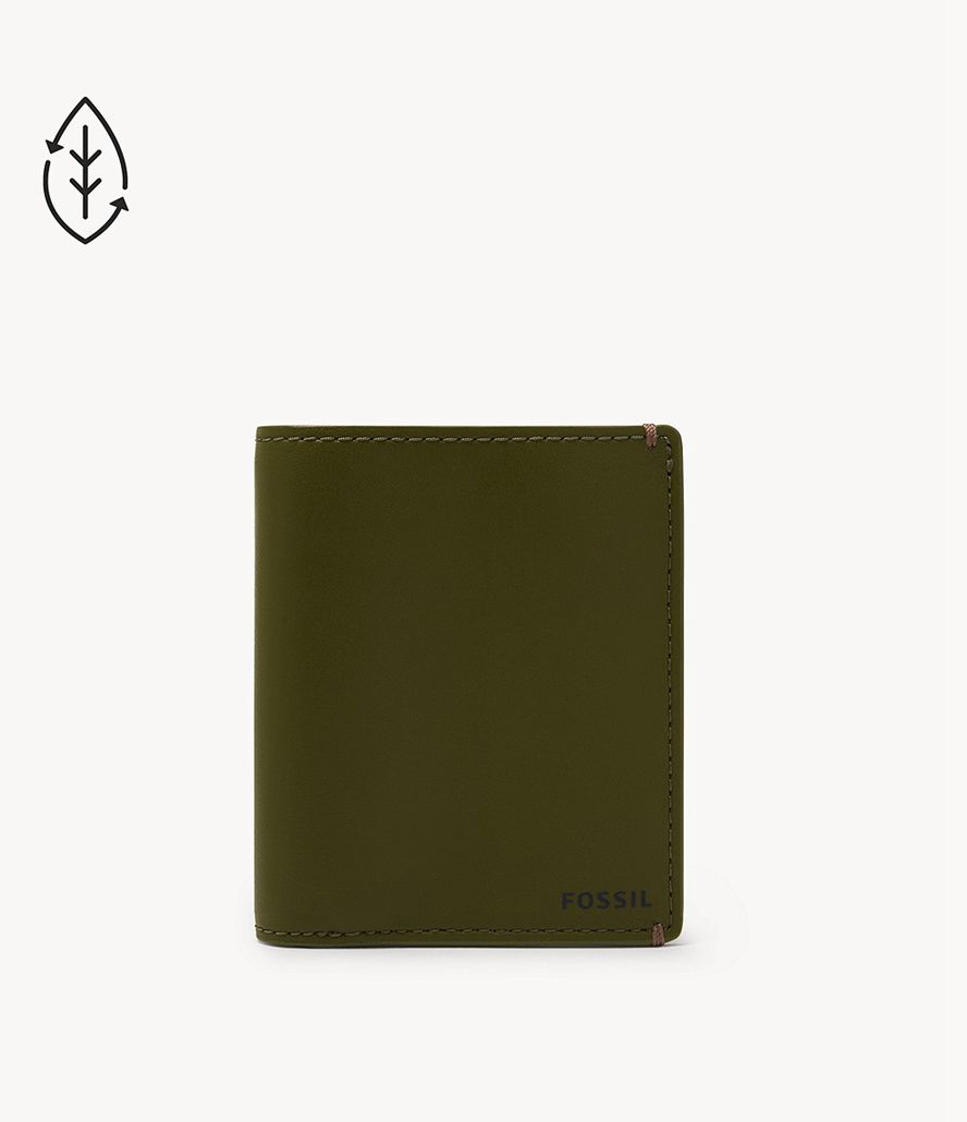 Fossil Joshua Cactus Læder Front Bifold Tegnebog Herre Grøn | JIULMY-981