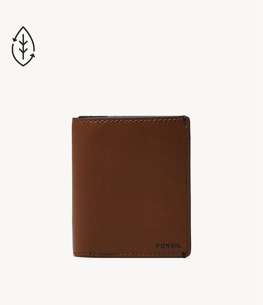 Fossil Joshua Cactus Læder Front Bifold Tegnebog Herre Brune | KZMBAN-623