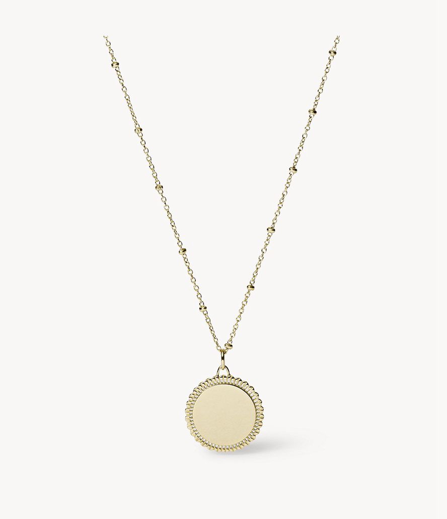 Fossil Lane Scalloped Disc Stainless Steel Halskæder Dame Guld | HQVSXM-862