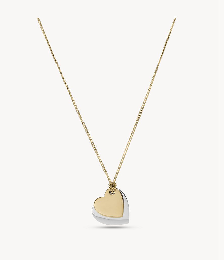 Fossil Lane Two-Tone Stainless Steel Heart Chain Halskæder Dame Guld | PRGFAJ-248