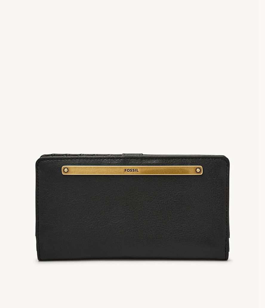 Fossil Liza Slim Bifold Tegnebog Dame Sort | HTCFNE-304