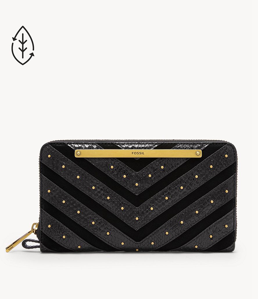 Fossil Liza Zip Around Clutch Taske Dame Sort | BFDSVN-603