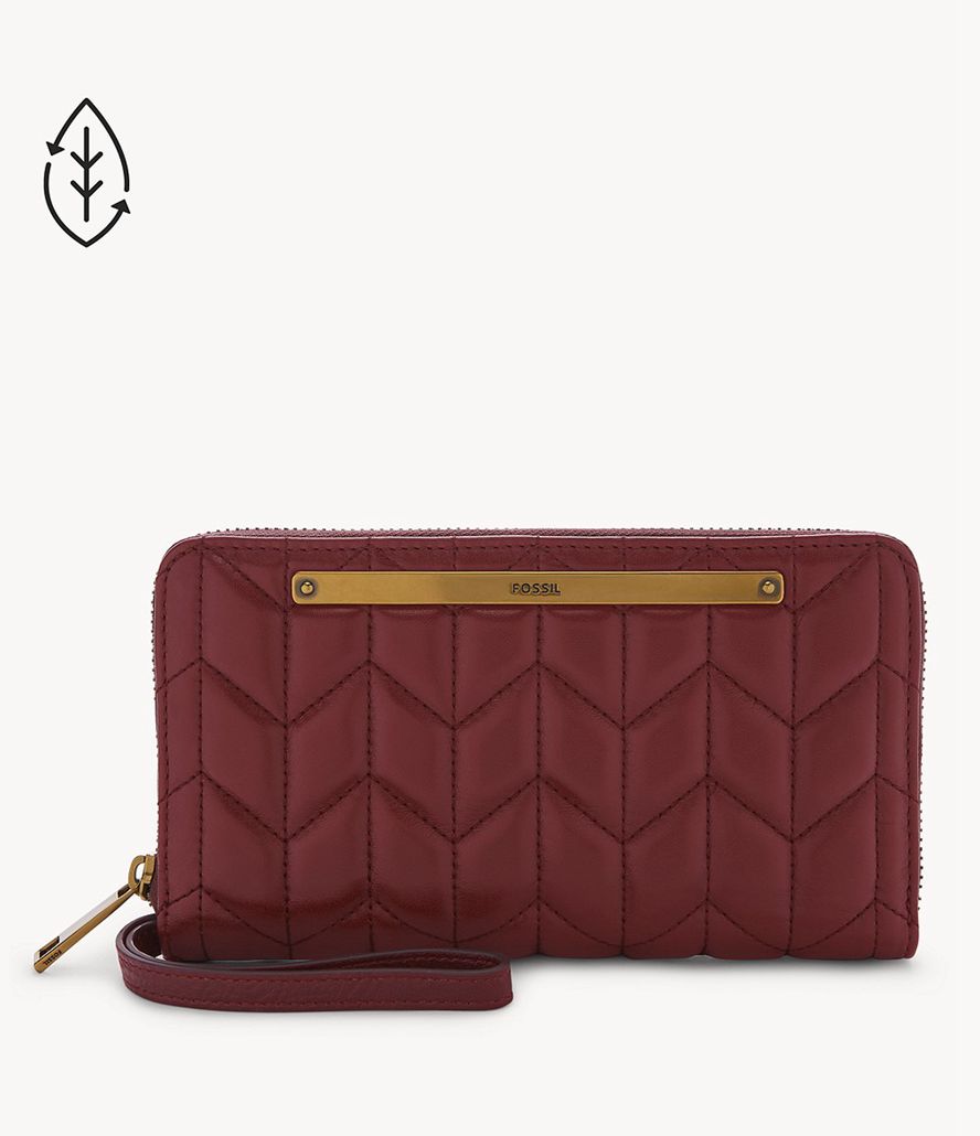 Fossil Liza Zip Around Clutch Taske Dame Bordeaux | MWYKHR-053