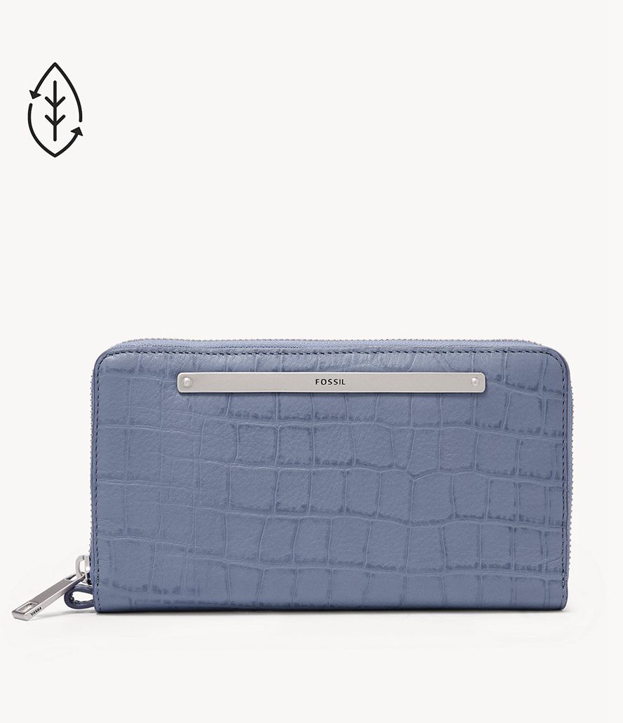 Fossil Liza Zip Clutch Taske Dame Blå | BHEZKR-791