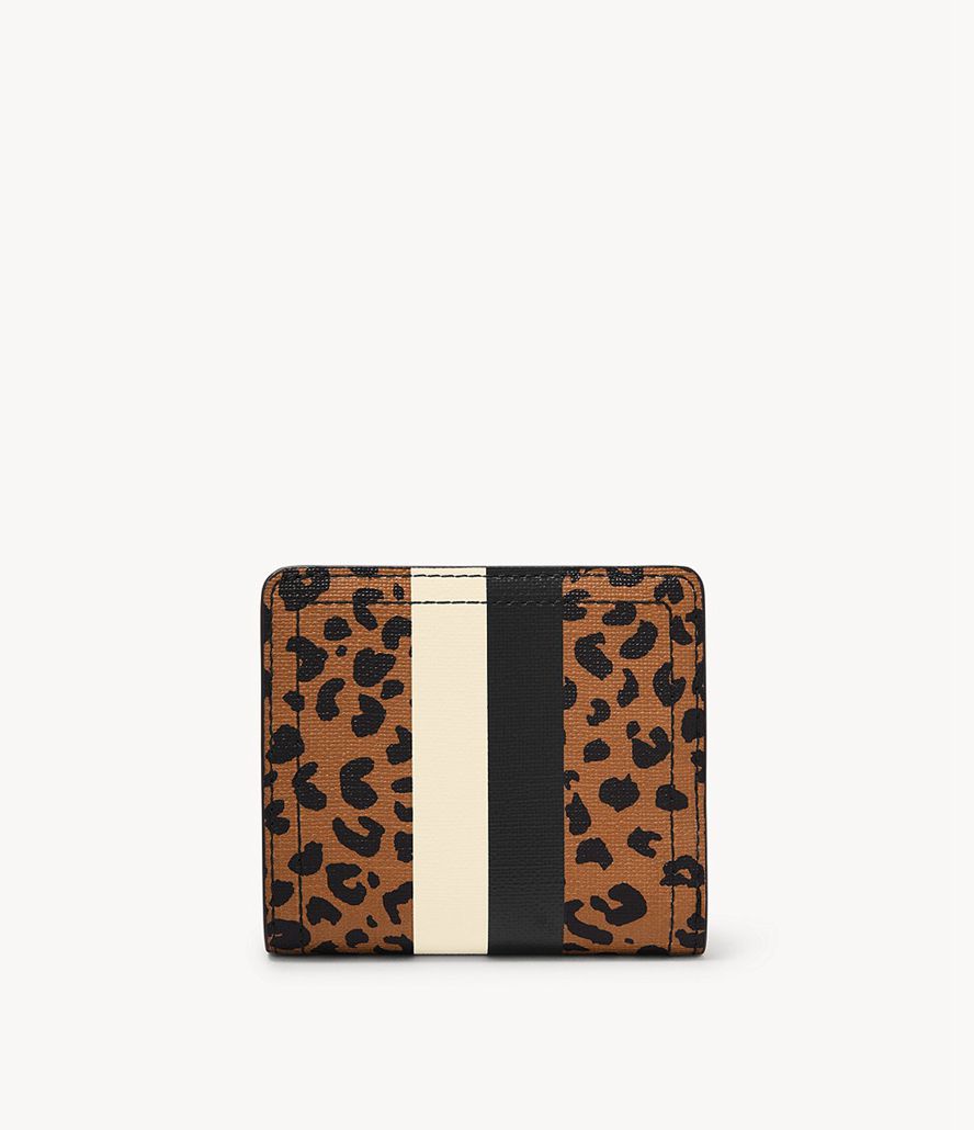 Fossil Logan Rfid Small Bifold Tegnebog Dame Leopard | SVXANR-416