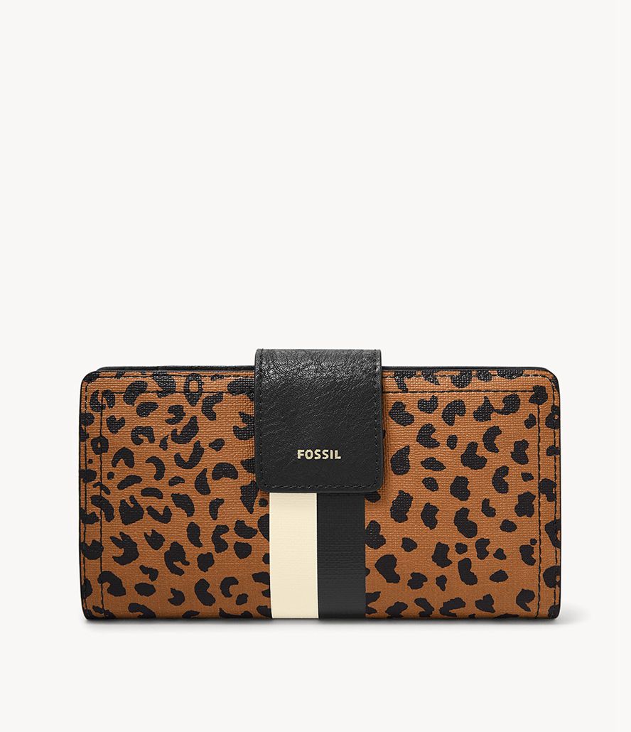 Fossil Logan Rfid Tab Clutch Taske Dame Leopard | OBPXRC-908