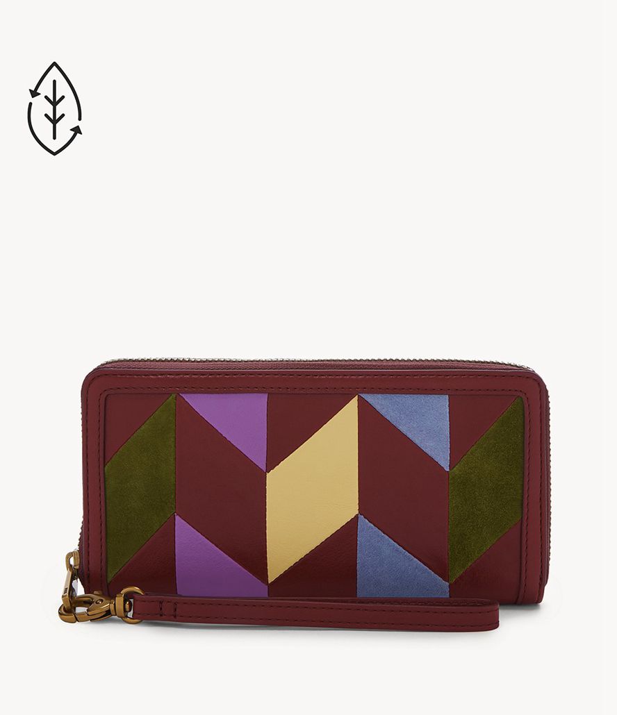 Fossil Logan Rfid Zip Around Clutch Taske Dame Bordeaux | AOPQIU-520