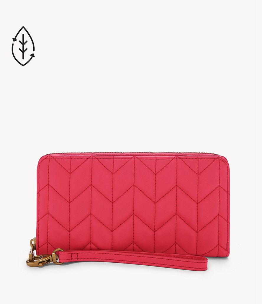 Fossil Logan Rfid Zip Around Clutch Taske Dame Rød | DKUNHB-982