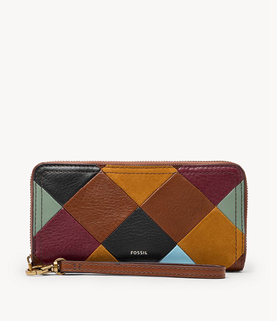 Fossil Logan Rfid Zip Around Clutch Taske Dame Grøn | VINBXD-480