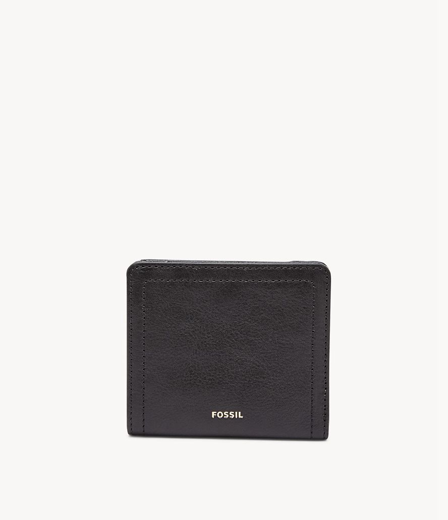 Fossil Logan Small Rfid Bifold Tegnebog Dame Sort | UEIAOP-493