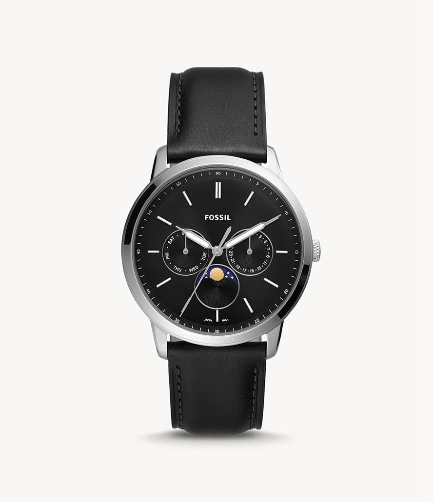 Fossil Neutra Moonphase Multifunktion Læder Ure Herre Sølv | OCAFYX-958