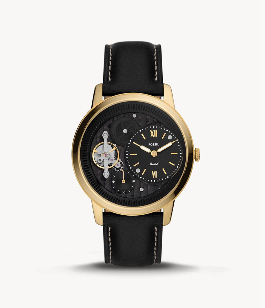 Fossil Neutra Twist Læder Ure Herre Guld | ECAOYS-185