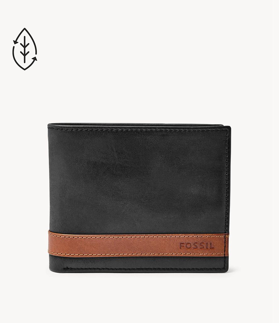 Fossil Quinn Large Bifold Tegnebog Herre Sort | IGPWMU-103