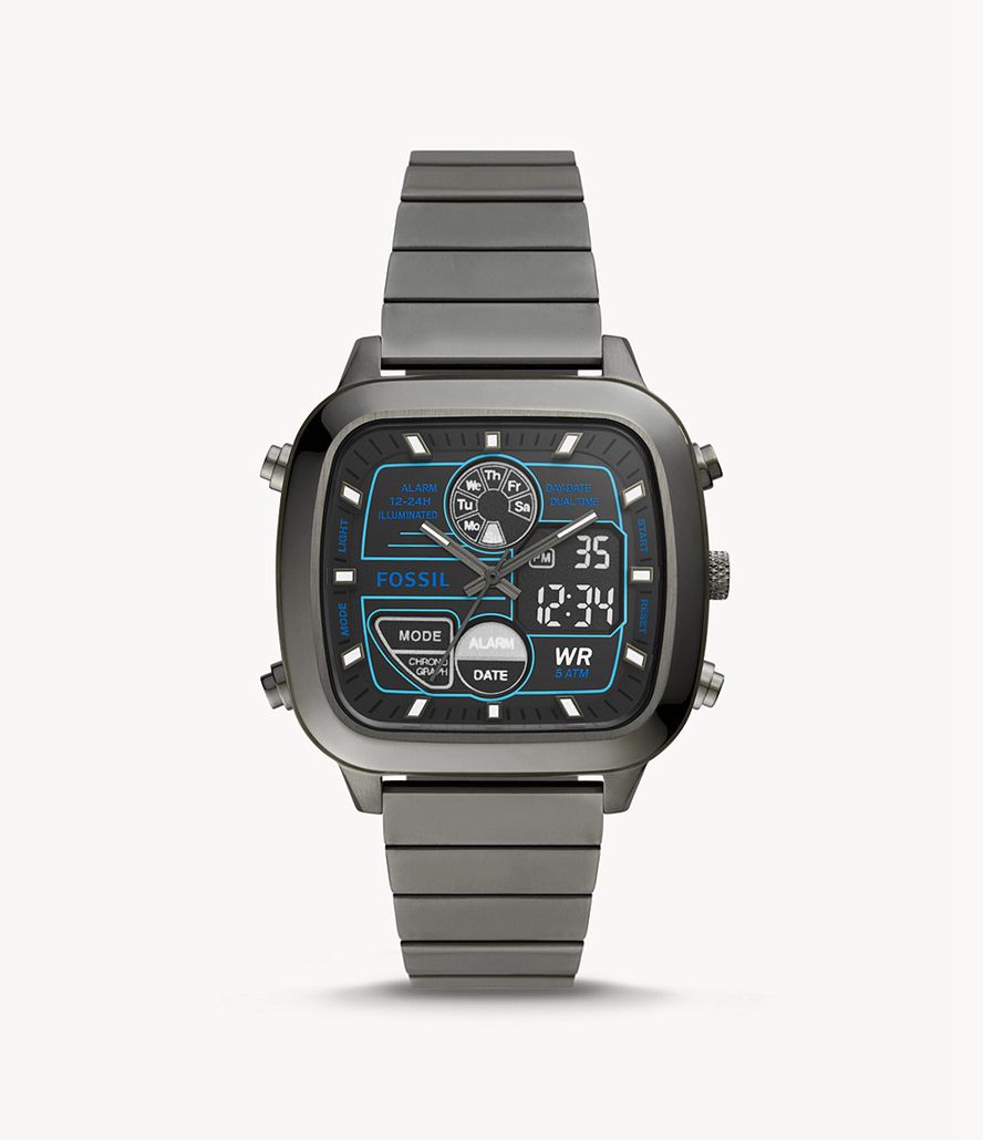 Fossil Retro Analog-Digital Stainless Steel Ure Herre Grå | QBSUIC-293