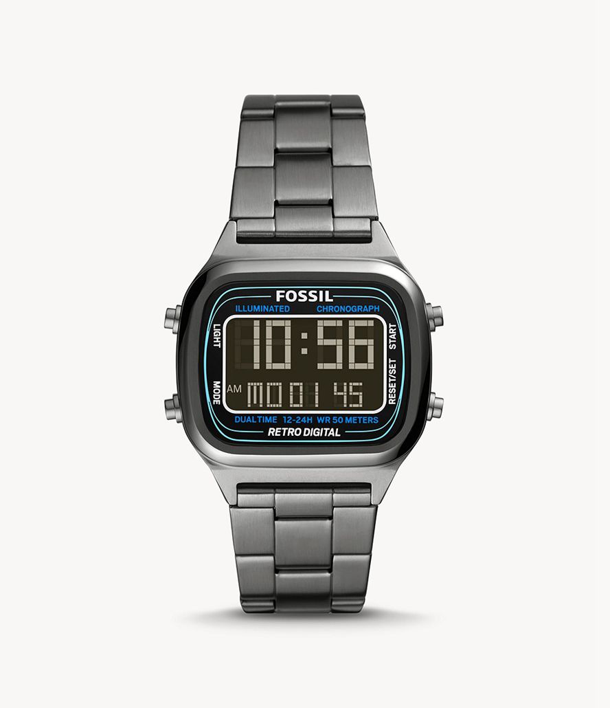 Fossil Retro Digital Stainless Steel Ure Herre Grå | XBLVJU-861