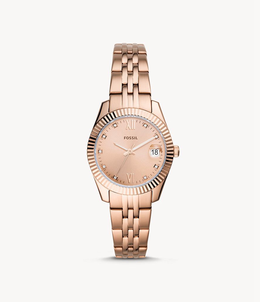 Fossil Scarlette Mini Three-Hand Date Tone Stainless Steel Ure Dame Lyserød Guld | LURWHC-481