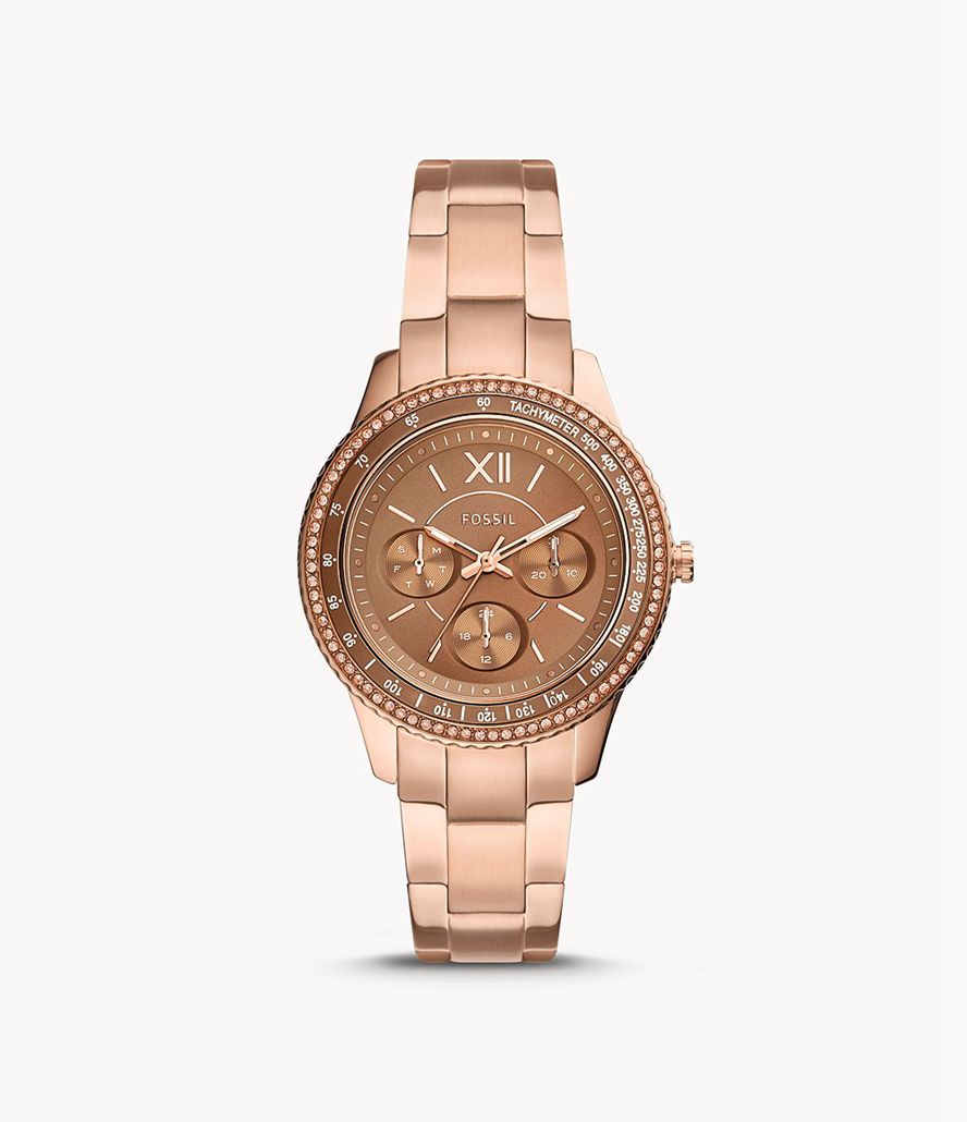 Fossil Stella Sports Multifunktion Tone Stainless Steel Ure Dame Lyserød Guld | BTPZWQ-678