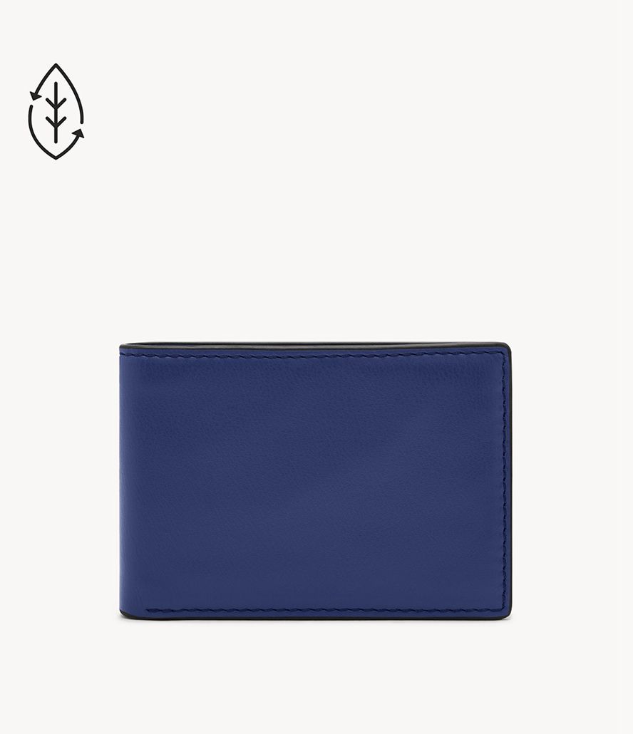 Fossil Steven Front Pocket Bifold Tegnebog Herre Blå | UXMZGE-926