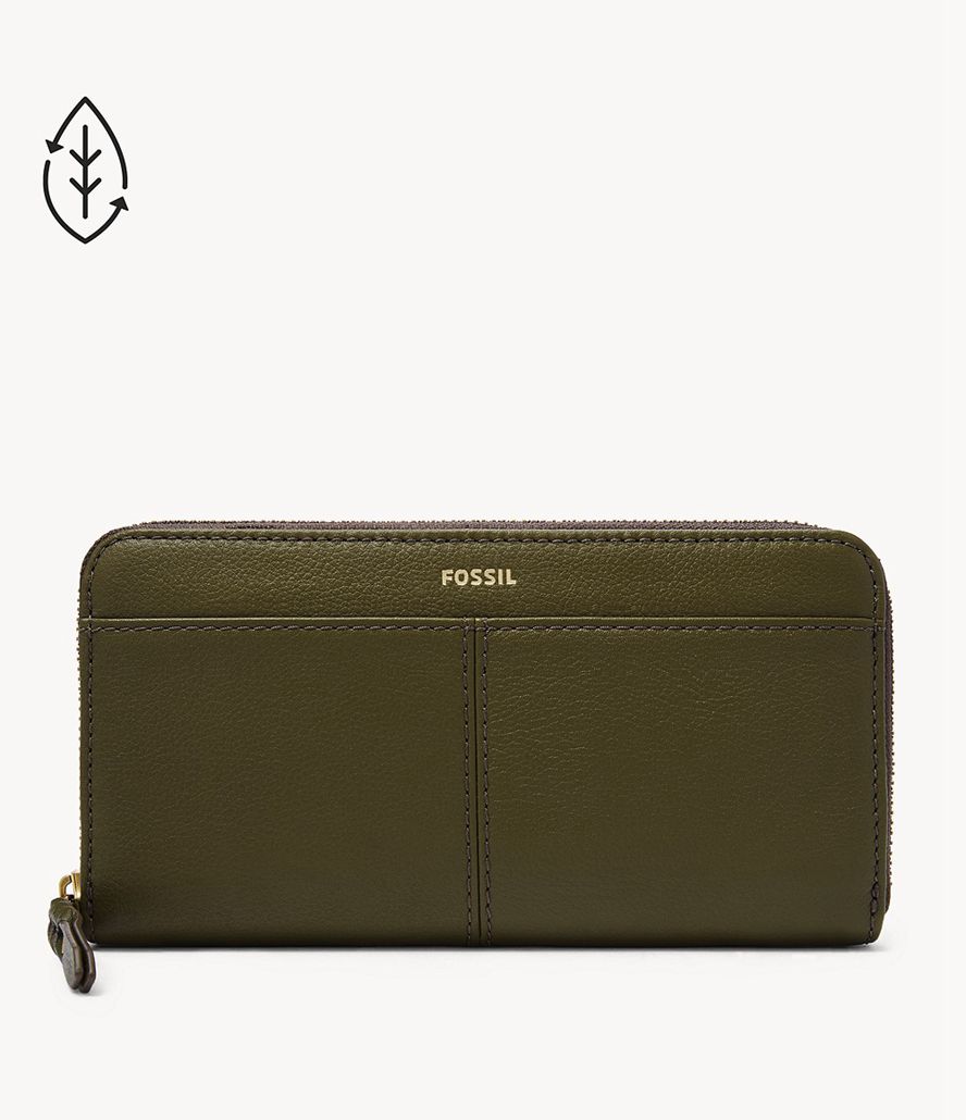 Fossil Tara Zip Clutch Taske Dame Grøn | EMBYUZ-625