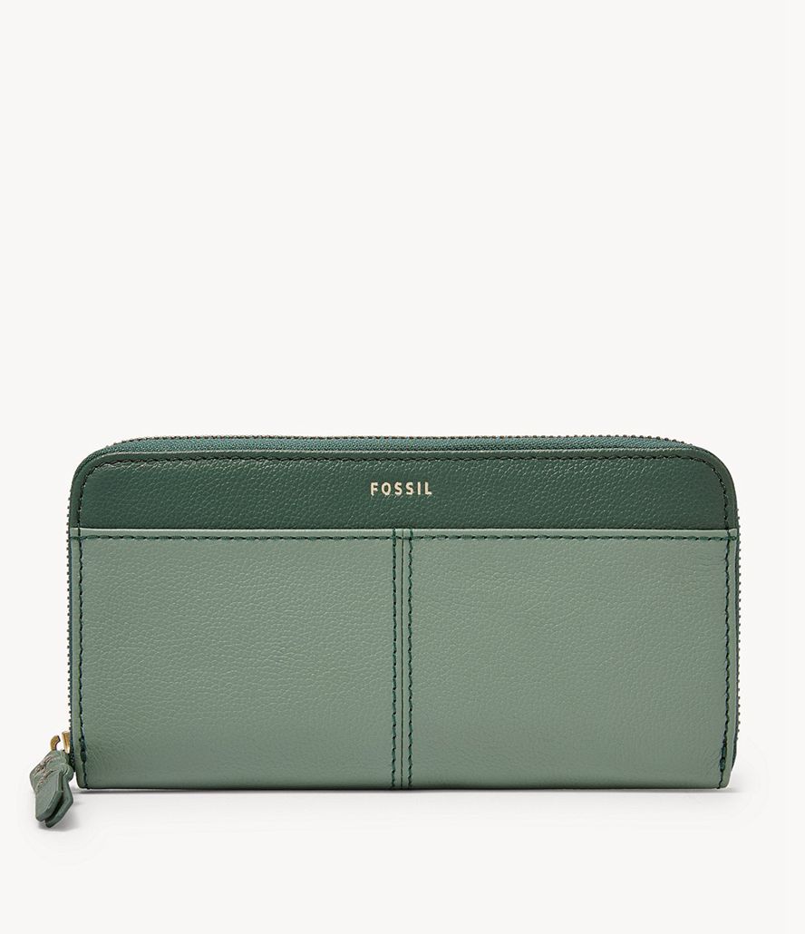 Fossil Tara Zip Clutch Taske Dame Grøn | WQYUJC-104