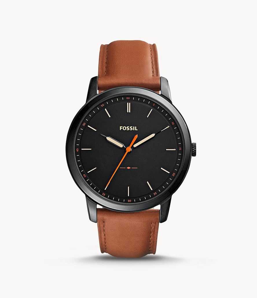 Fossil The Minimalist Slim Three-Hand Læder Ure Herre Sort | ZHEYFQ-376