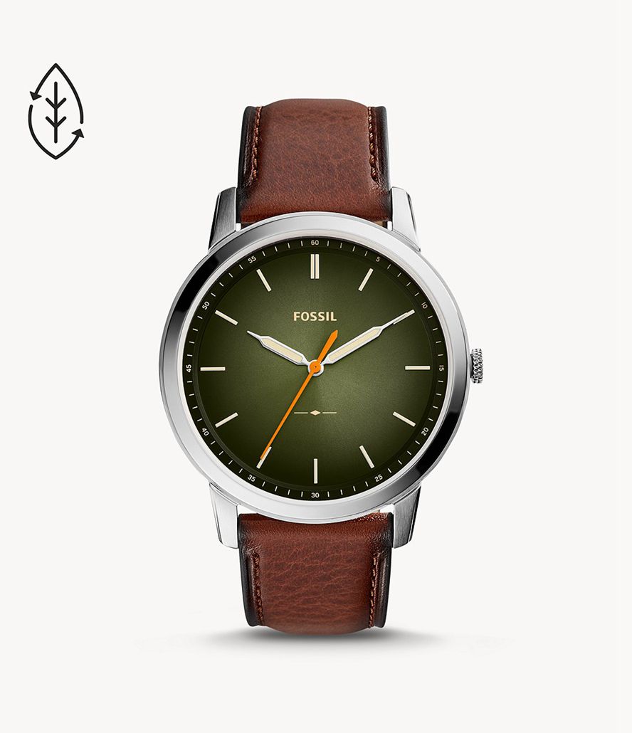 Fossil The Minimalist Three-Hand Eco Læder Ure Herre Sølv | GFBRYL-604