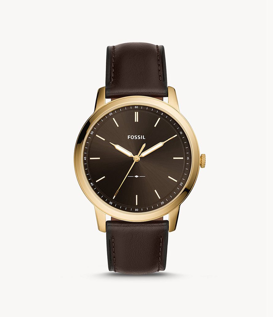 Fossil The Minimalist Three-Hand Læder Ure Herre Guld | YULJKH-938