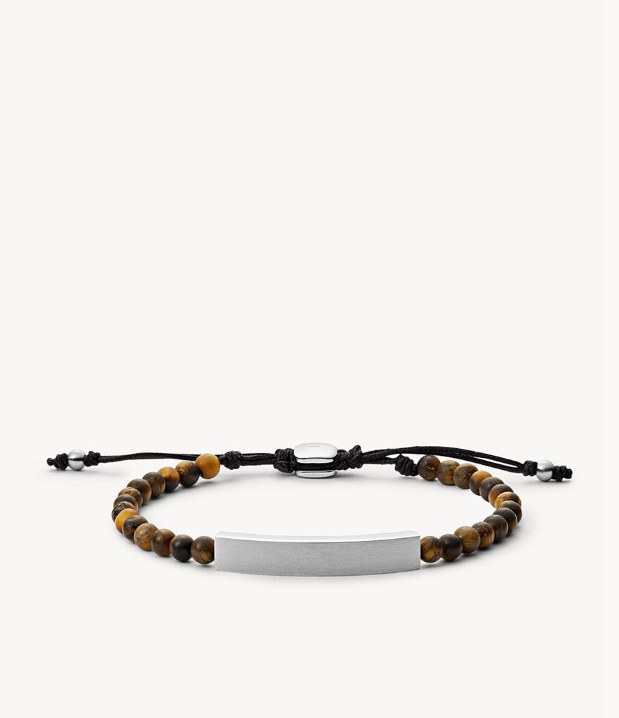 Fossil Tiger's Eye Beaded Armbånd Herre Brune | MYAKRB-329