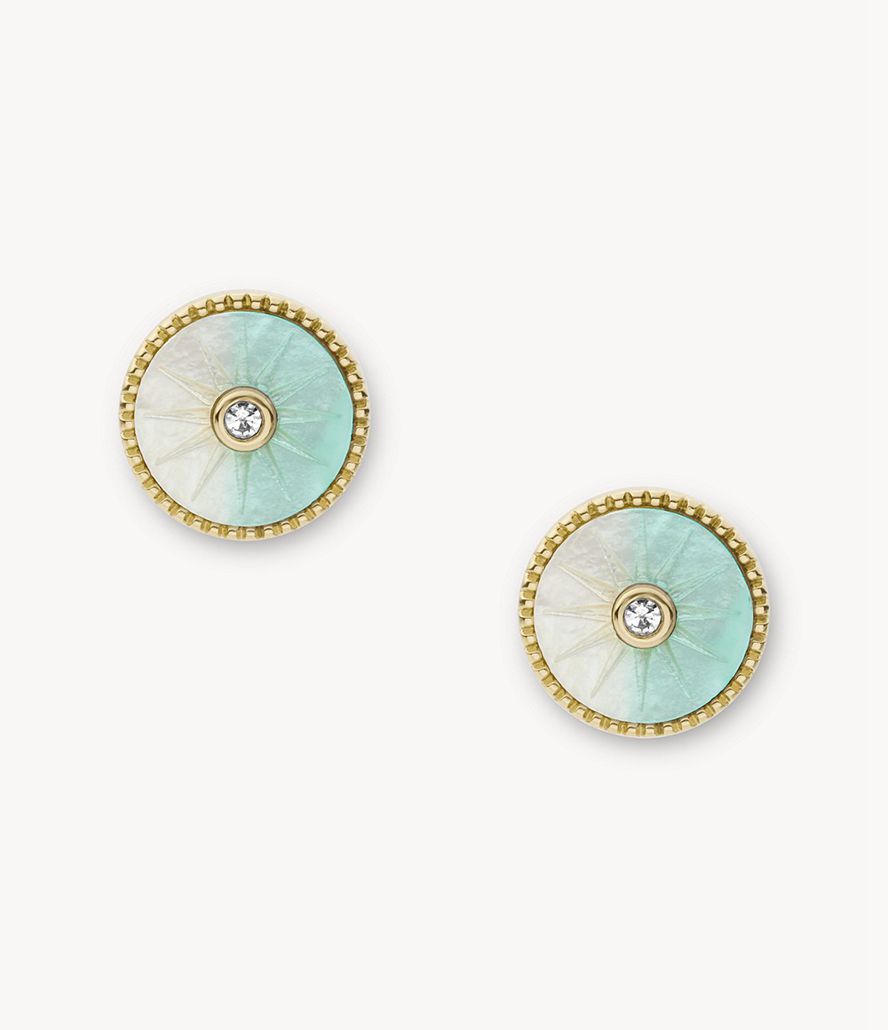 Fossil Val Crush Ombre Mother-Of-Pearl Stud Øreringe Dame Guld | YQPNXG-548