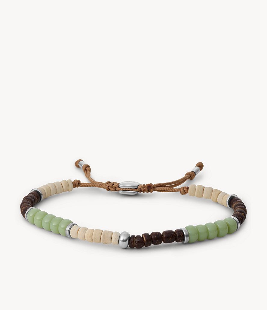 Fossil Vintage Casual Joyful Expression Recycled Nylon Coconut And Birchwood Beaded Armbånd Herre Sølv | OCMNIR-275