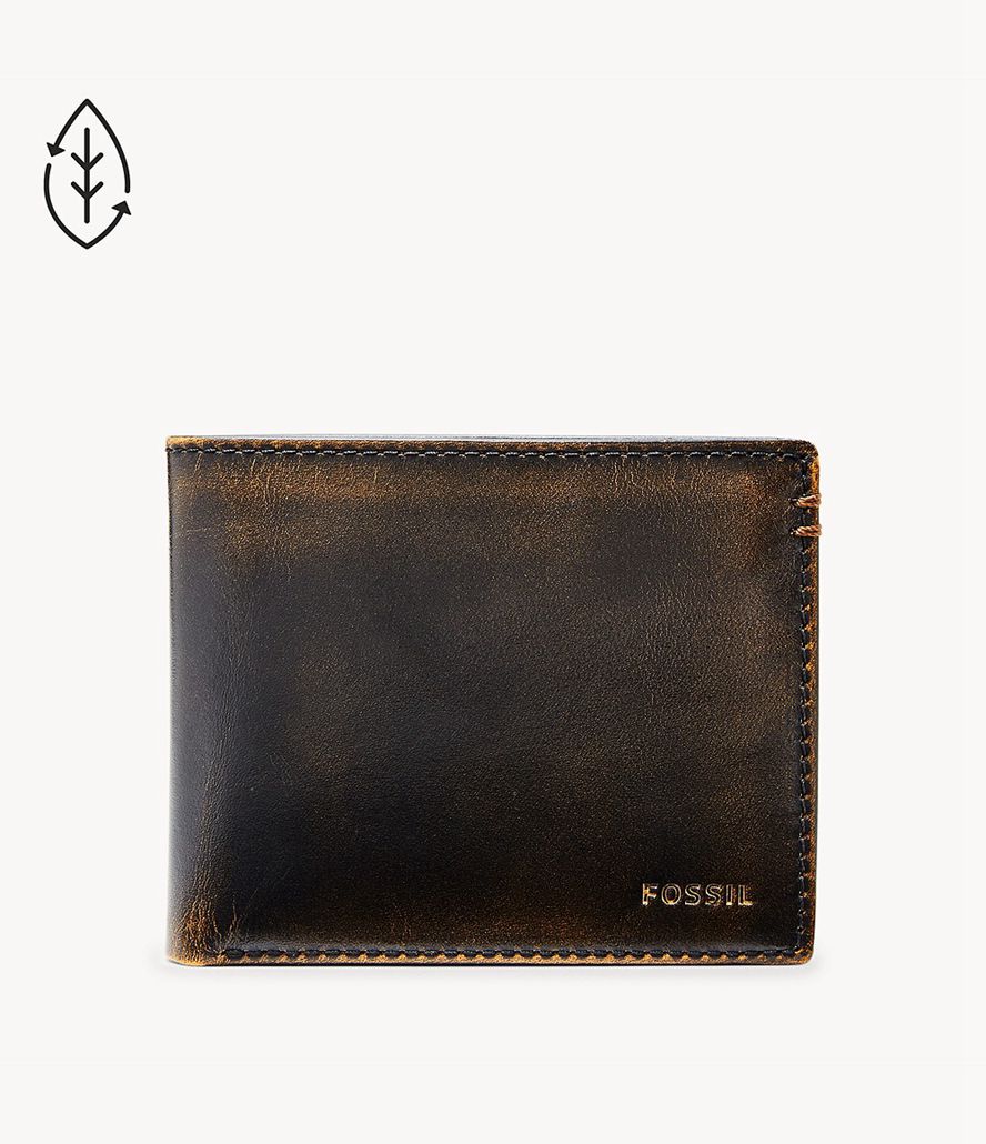 Fossil Wade Flip Id Bifold Tegnebog Herre Sort | JDVZCE-796