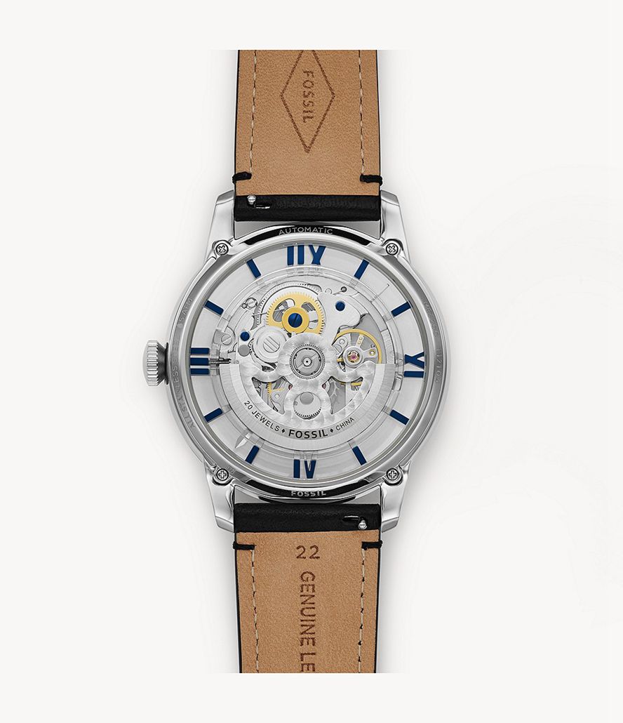 Fossil 44mm Townsman Automatisk Læder Ure Herre Sølv | YKAGDZ-203