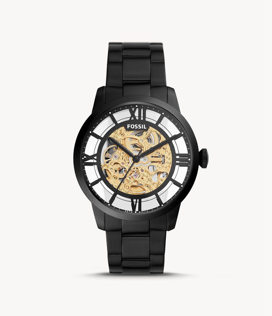 Fossil 44mm Townsman Automatisk Stainless Steel Ure Herre Sort | ZGCHBT-039