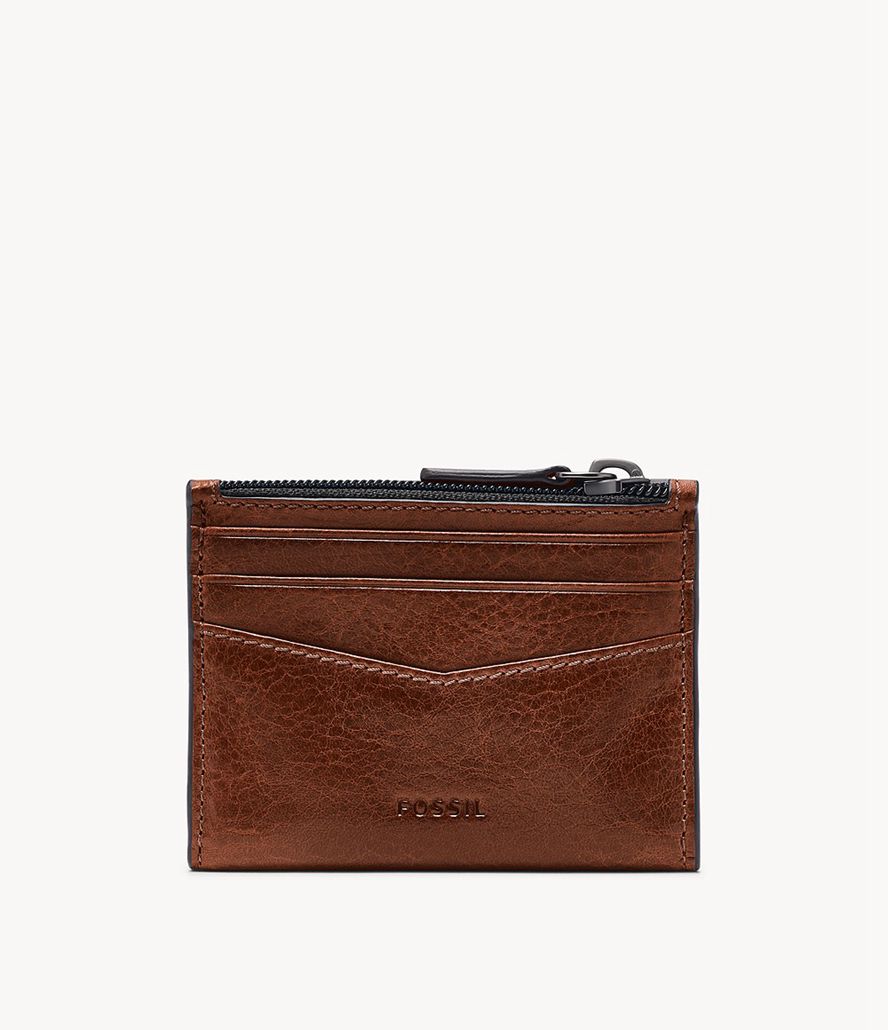 Fossil Andrew Zip Kortholdere Herre Brune | KWIHTE-473