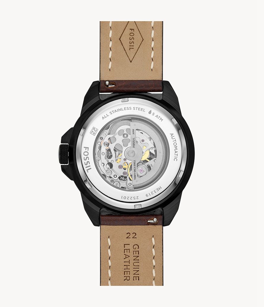 Fossil Bronson Automatisk Læder Ure Herre Sort | XPDKFB-419