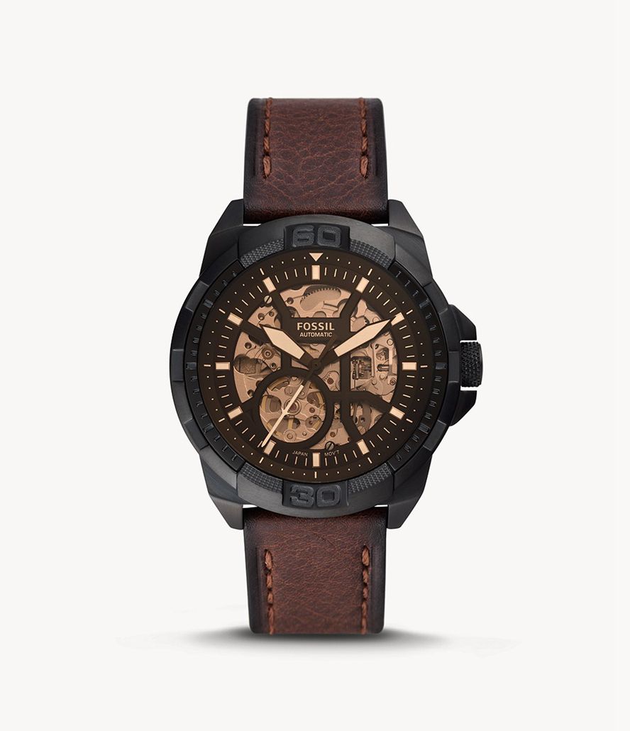 Fossil Bronson Automatisk Læder Ure Herre Sort | XPDKFB-419