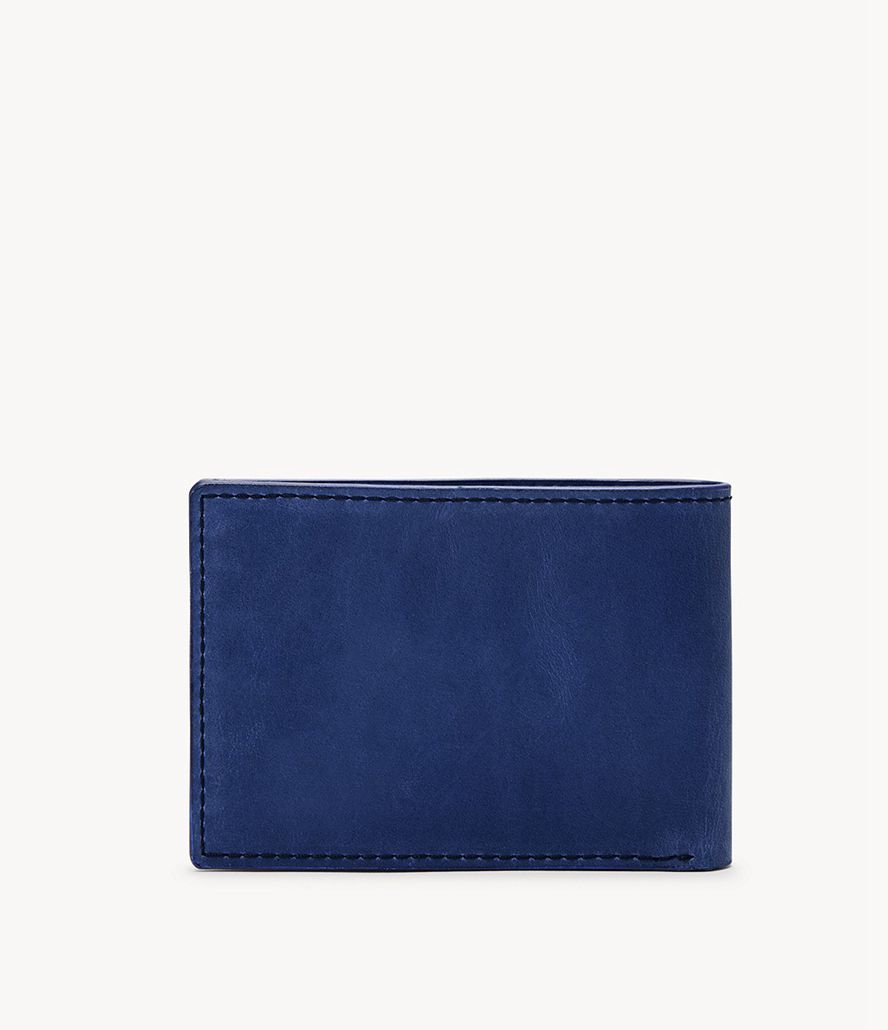 Fossil Bronson Front Bifold Tegnebog Herre Blå | PXNYDF-940