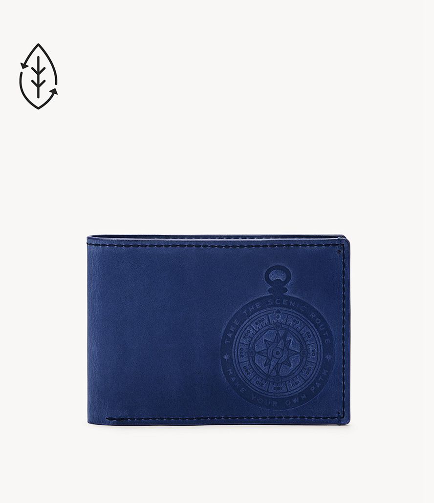 Fossil Bronson Front Bifold Tegnebog Herre Blå | PXNYDF-940