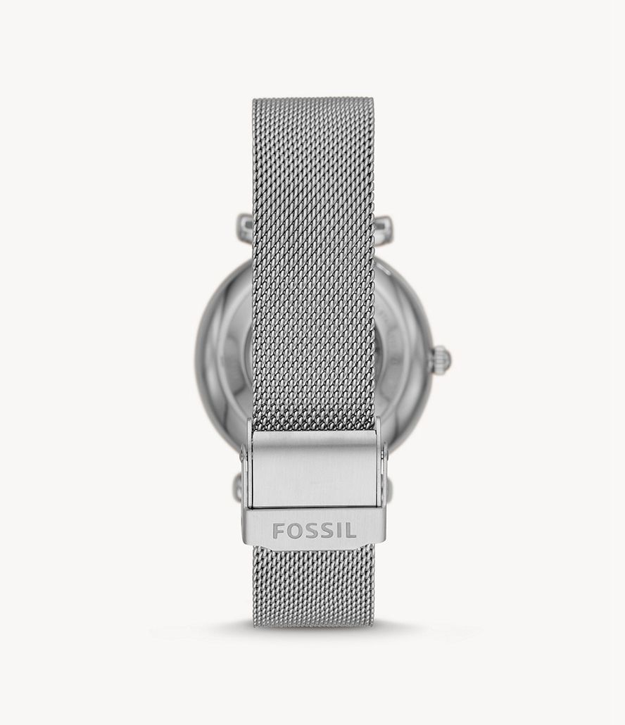 Fossil Carlie Automatisk Stainless Steel Mesh Ure Dame Sølv | CUXZNB-457