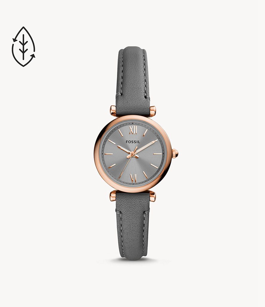 Fossil Carlie Mini Three-Hand Læder Ure Dame Lyserød Guld | GNYKBR-350